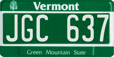 VT license plate JGC637
