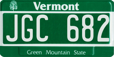 VT license plate JGC682
