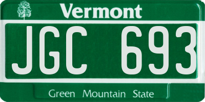 VT license plate JGC693