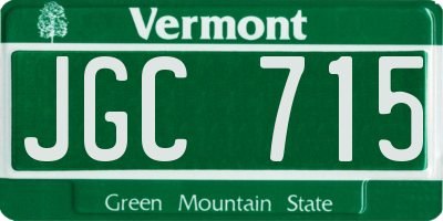 VT license plate JGC715