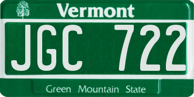 VT license plate JGC722