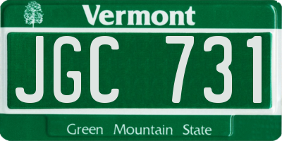 VT license plate JGC731