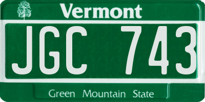 VT license plate JGC743