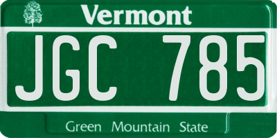 VT license plate JGC785