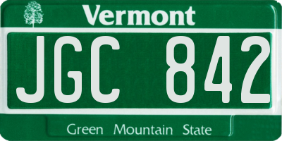VT license plate JGC842