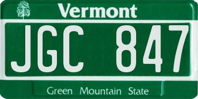 VT license plate JGC847
