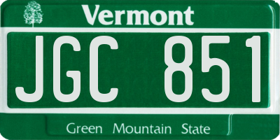 VT license plate JGC851