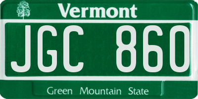 VT license plate JGC860