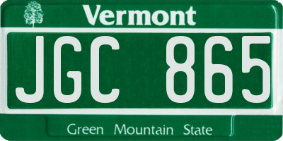 VT license plate JGC865