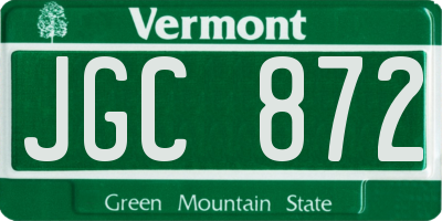 VT license plate JGC872