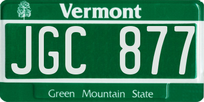 VT license plate JGC877