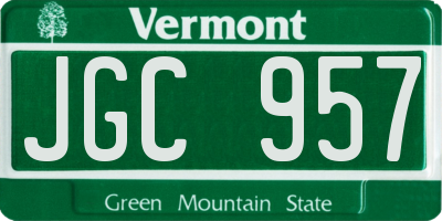 VT license plate JGC957