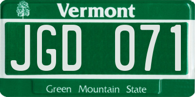 VT license plate JGD071