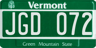 VT license plate JGD072