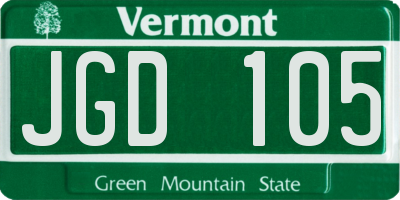 VT license plate JGD105