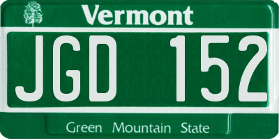 VT license plate JGD152