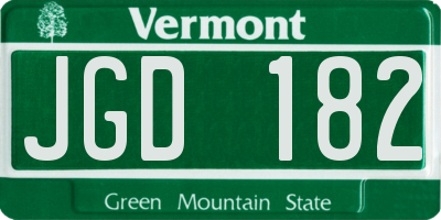 VT license plate JGD182