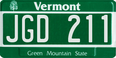 VT license plate JGD211