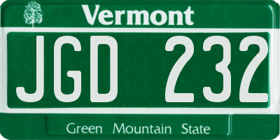 VT license plate JGD232