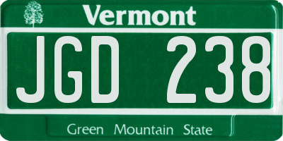 VT license plate JGD238