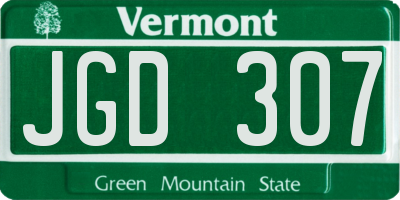 VT license plate JGD307