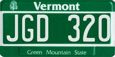 VT license plate JGD320
