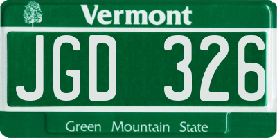 VT license plate JGD326