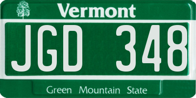 VT license plate JGD348