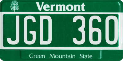 VT license plate JGD360