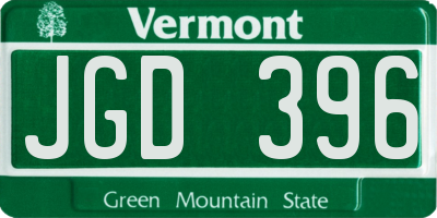 VT license plate JGD396