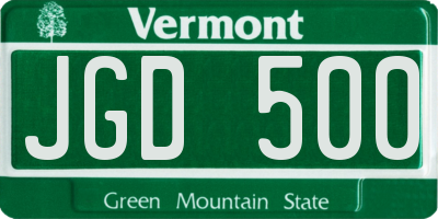 VT license plate JGD500