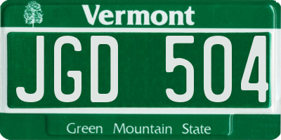 VT license plate JGD504