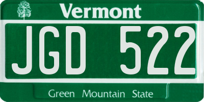 VT license plate JGD522
