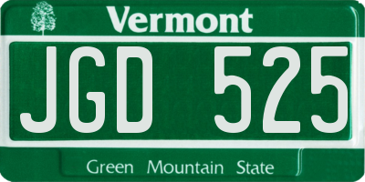 VT license plate JGD525