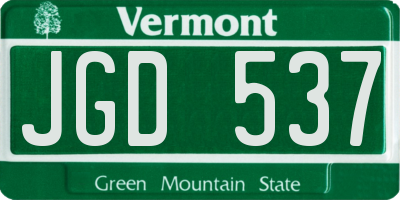 VT license plate JGD537