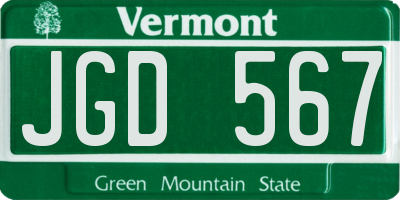VT license plate JGD567