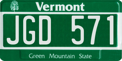 VT license plate JGD571