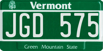 VT license plate JGD575