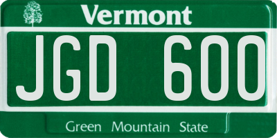 VT license plate JGD600