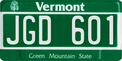 VT license plate JGD601