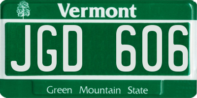 VT license plate JGD606