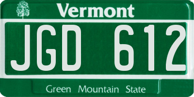 VT license plate JGD612
