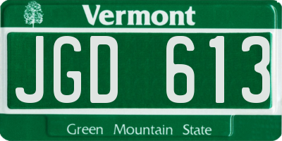 VT license plate JGD613