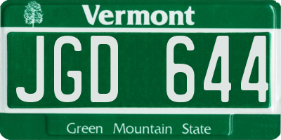 VT license plate JGD644