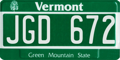 VT license plate JGD672