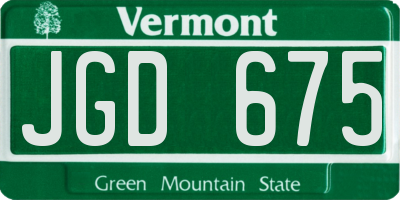 VT license plate JGD675