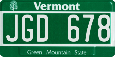 VT license plate JGD678