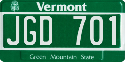 VT license plate JGD701
