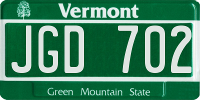 VT license plate JGD702