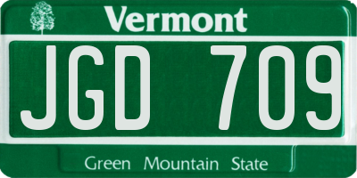 VT license plate JGD709